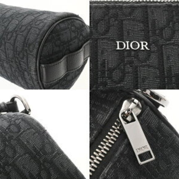 Dior ROLLER Bag Black Oblique Jacquard Canvas Calf Leather Handbag - Picture 9 of 10